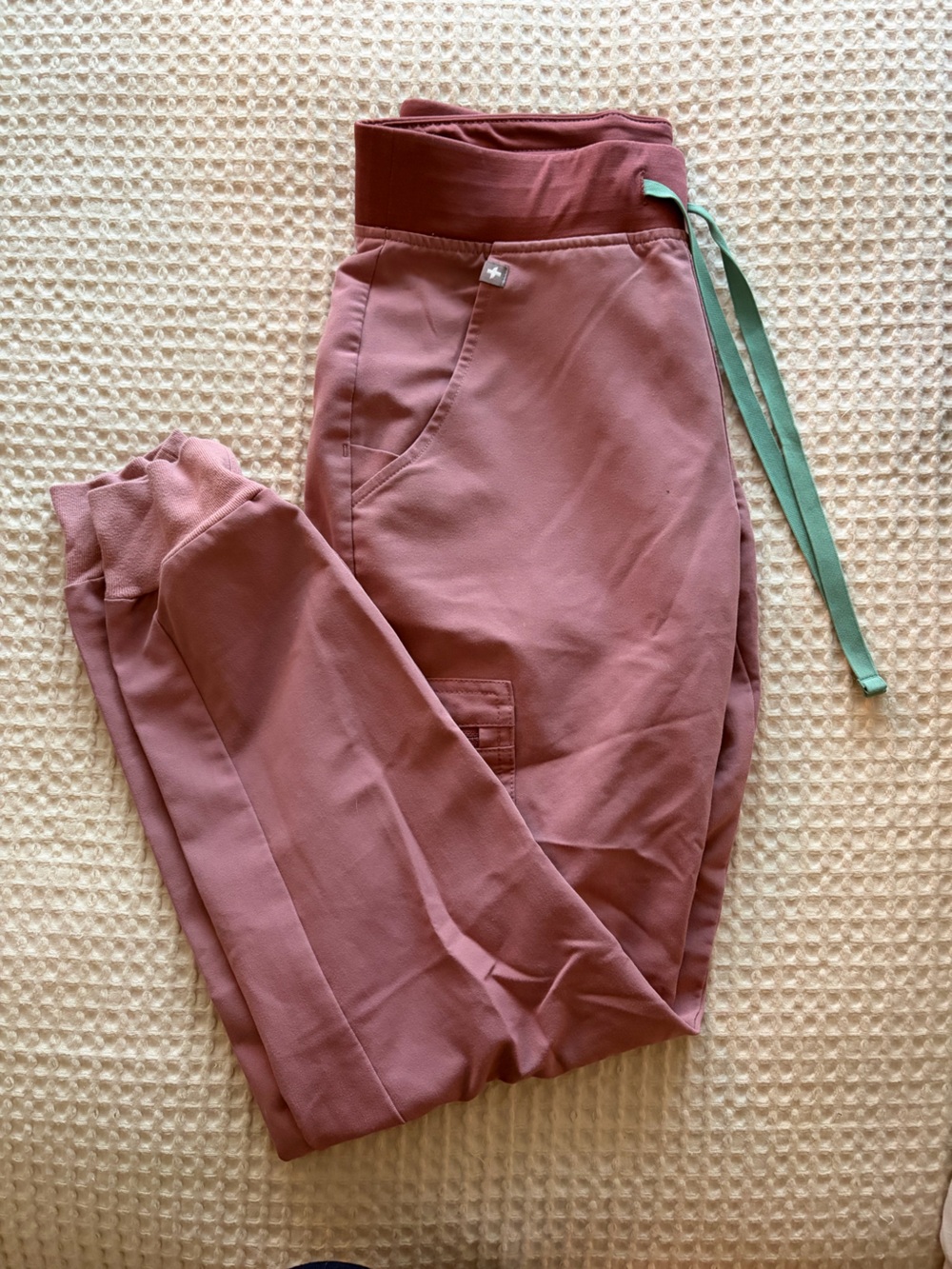 Figs Mauve Track Jogger Pants with Mint Drawstring